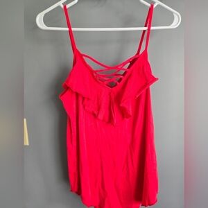 Chaser Red Strappy Draped Front Spaghetti Strap Tank Top Size Medium